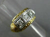 ANTIQUE .45CT DIAMOND 14KT WHITE & YELLOW GOLD 3 STONE FILIGREE LOVE RING #2114