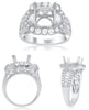 LARGE 1.48CT DIAMOND 14KT WHITE GOLD ROUND BAGUETTE & HALF MOON SEMI MOUNT RING