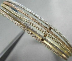 ANTIQUE WIDE 1.79CTW DIAMOND 18K TRI COLOR GOLD MULTI ROW BANGLE ONE OF A KIND!!