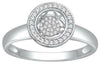 ESTATE 0.15CT DIAMOND 14KT WHITE GOLD 3D CLASSIC CIRCULAR HALO CLUSTER LOVE RING