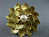 ANTIQUE LARGE .24CT GARNET & PEARL 14KT YELLOW GOLD FLOWER FILIGREE BROOCH 20413