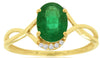 1.14CT DIAMOND & AAA EMERALD 14KT YELLOW GOLD 3D OVAL & ROUND INFINITY LOVE RING