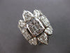 EXTRA LARGE 4.28CT DIAMOND 18KT WHITE GOLD 3D MULTI SHAPE FLOWER COCKTAIL RING