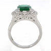 LARGE 3.56CT DIAMOND & AAA EMERALD 18KT WHITE GOLD 3D OVAL & ROUND FILIGREE RING