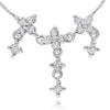ESTATE .32CT DIAMOND 14KT WHITE GOLD 3D TRIPLE FLOWER FLOATING FUN NECKLACE