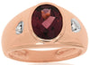 3.04CT DIAMOND & AAA RHODOLITE 14KT ROSE GOLD 3D OVAL & ROUND 3 STONE MENS RING