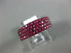 ESTATE WIDE .19CT AAA RUBY 18KT WHITE GOLD 3D CLASSIC MULTI ROW ANNIVERSARY RING