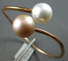 LARGE AAA WHITE & PINK SOUTH SEA PEARL 14K ROSE GOLD CRISS CROSS BANGLE BRACELET
