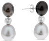 AAA SOUTH SEA & TAHITIAN PEARL 14/18K WHITE GOLD 3D CLASSIC FUN HANGING EARRINGS