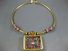 ANTIQUE 17.85CT OLD MINE DIAMOND RUBY & QUARTZ 18K YELLOW GOLD CHOKER NECKLACE