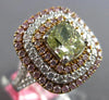 LARGE GIA 2.72CT WHITE PINK & GRAYISH GREEN DIAMOND 18KT WHITE & ROSE GOLD RING