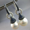 ESTATE LARGE 1.57CT DIAMOND & AAA SAPPHIRE & SOUTH SEA PEARL 18K WHITE GOLD 3D EARRINGS