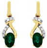 .95CT DIAMOND & AAA EMERALD 14KT YELLOW GOLD 3D OVAL LOVE KNOT HANGING EARRINGS