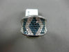 ESTATE LARGE 2.86CT WHITE & BLUE DIAMOND 14K WHITE GOLD 3D PAVE CONCAVE FUN RING