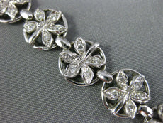 ANTIQUE WIDE 1.60CT DIAMOND 18KT WHITE GOLD MULTI LEAF FLOWER CIRCULAR BRACELET