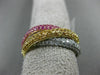 ESTATE 2.86CT DIAMOND & AAA PINK YELLOW SAPPHIRE 14K TRI COLOR GOLD TRINITY RING