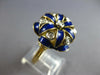 ANTIQUE LARGE .18CT OLD MINE DIAMOND & BLUE ENAMEL 18KT 2 TONE GOLD RING #27709