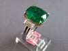 EXTRA LARGE 6.88CT DIAMOND & AAA EMERALD 18K 2 TONE GOLD 3 STONE ENGAGEMENT RING