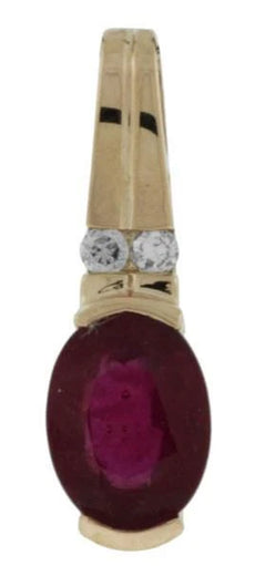 1.40CT DIAMOND & AAA RUBY 14K ROSE GOLD OVAL & ROUND SEMI BEZEL FLOATING PENDANT