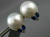 LARGE .92CT DIAMOND AAA SAPPHIRE & SOUTH SEA PEARL 18KT WHITE GOLD 3D EARRINGS