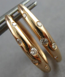 ESTATE .18CT DIAMOND 14KT ROSE GOLD 3D CLASSIC ETOILE OVAL HOOP HANGING EARRINGS