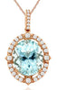 4.38CT DIAMOND & AAA AQUAMARINE 14KT ROSE GOLD 3D OVAL & ROUND FLOATING PENDANT