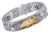 ESTATE HANDCRAFTED 18KT YELLOW GOLD & 925 SILVER EAGLE 3D CUFF BANGLE BRACELET