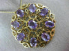 ANTIQUE VICTORIAN 14CT AAA AMETHYST 14KT YELLOW GOLD FLOWER PIN BROOCH #19164