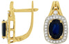 2.18CT DIAMOND & AAA SAPPHIRE 14KT YELLOW GOLD 3D OVAL & ROUND HANGING EARRINGS