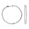 LARGE 2.88CT DIAMOND 14KT WHITE GOLD 3D CLASSIC INSIDE OUT HOOP HANGING EARRINGS