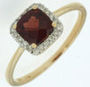 Estate 1.2Ct Diamond & AAA Garnet 14Kt Yellow Gold Cushion & Round Friendship Love Ring