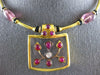 ANTIQUE 17.85CT OLD MINE DIAMOND RUBY & QUARTZ 18K YELLOW GOLD CHOKER NECKLACE