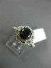 ESTATE 2.62CT WHITE & BLACK DIAMOND 14KT WHITE GOLD 3D FLOWER ENGAGEMENT RING