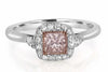 .63CT WHITE & PINK DIAMOND 18KT WHITE ROSE GOLD PRINCESS 3 STONE ENGAGEMENT RING