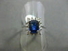 ANTIQUE 1.5CT DIAMOND & AAA SAPPHIRE 14K W GOLD EMERALD CUT HALO ENGAGEMENT RING
