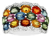 LARGE 6.96CT DIAMOND & AAA MULTI COLOR SAPPHIRE 14K WHITE GOLD OVAL & ROUND RING