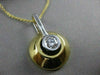 ESTATE LARGE DIAMOND BEZEL SOLITAIRE 14K 2 TONE GOLD HANGING DOMED PENDANT 11900