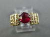 1.15CT DIAMOND & AAA RUBY 14K YELLOW GOLD 6 PRONG PYRAMID ENGAGEMENT RING #27643