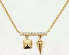 ESTATE .05CT DIAMOND 14KT YELLOW GOLD 3D SQUARE TRIANGULAR CHARM BAR NECKLACE