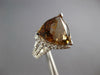 ESTATE LARGE 9.10CT DIAMOND & AAA SMOKEY TOPAZ 14KT WHITE GOLD TRILLION FUN RING