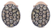 .74CT CHOCOLATE FANCY DIAMOND 14KT ROSE GOLD 3D CLASSIC PAVE OVAL STUD EARRINGS