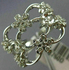 ESTATE WIDE .46CT DIAMOND 14K WHITE GOLD MULTI FLOWER BUTTERFLY ANNIVERSARY RING