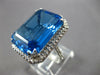 EXTRA LARGE 22.56CT DIAMOND & AAA BLUE TOPAZ 18KT WHITE GOLD 3D EMERALD CUT RING
