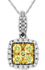 .62CT WHITE & FANCY YELLOW DIAMOND 14KT 2 TONE GOLD CLUSTER SQUARE HALO PENDANT