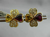 ANTIQUE 2.85CT DIAMOND & MULTI GEM 18KT YELLOW GOLD DOUBLE HEART EARRINGS #2875