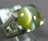 ESTATE LARGE 4.25CT DIAMOND & AAA CAT'S EYE PLATINUM 3D MATTE & SHINY MENS RING
