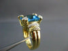 ANTIQUE 8.15CT DIAMOND & AAA LONDON BLUE TOPAZ 18KT 2 TONE HEART GOLD RING 22098