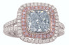 LARGE CERTIFIED 2.02CT BLUE PINK & WHITE DIAMOND 18KT WHITE GOLD ENGAGEMENT RING