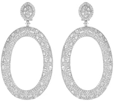 EXTRA LARGE 17.97CT DIAMOND 18KT WHITE GOLD MULTI SHAPE OVAL COCKTAIL EARRINGS