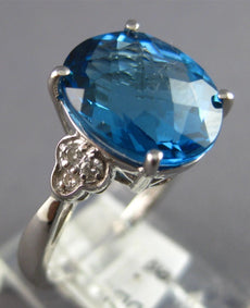 5.24CT DIAMOND & AAA BLUE TOPAZ 14KT WHITE GOLD 3D OVAL & ROUND ENGAGEMENT RING